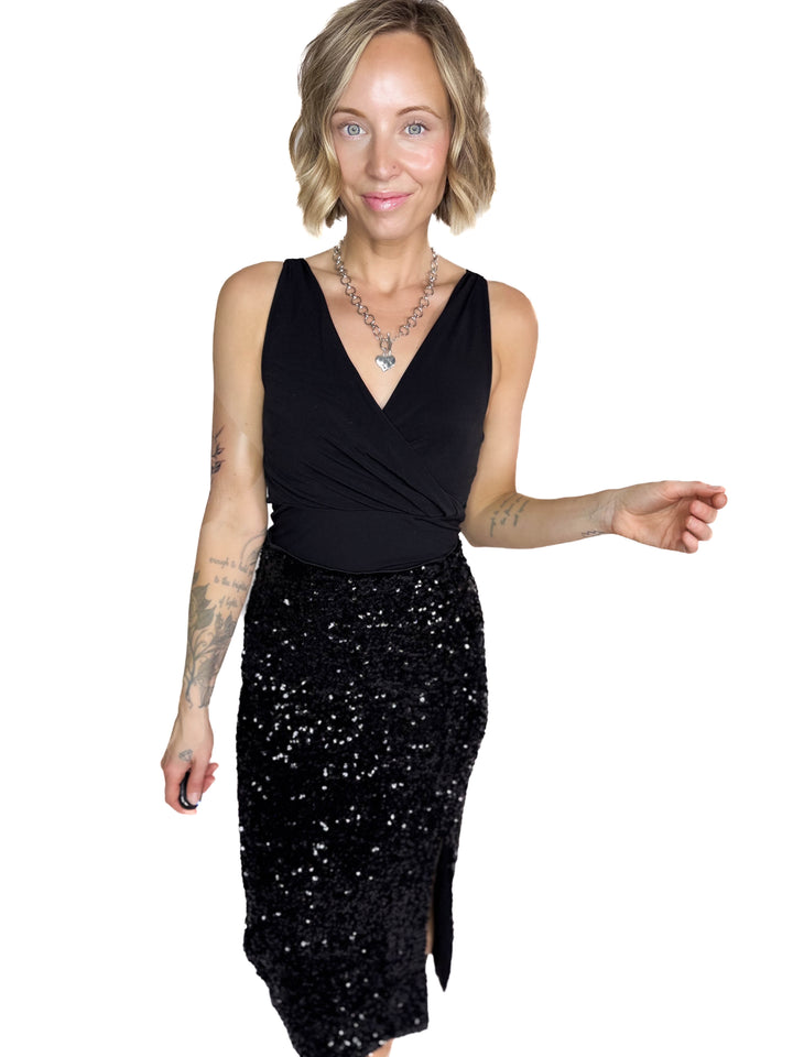 VERO MODA Esta V-Neck Top- BLACK