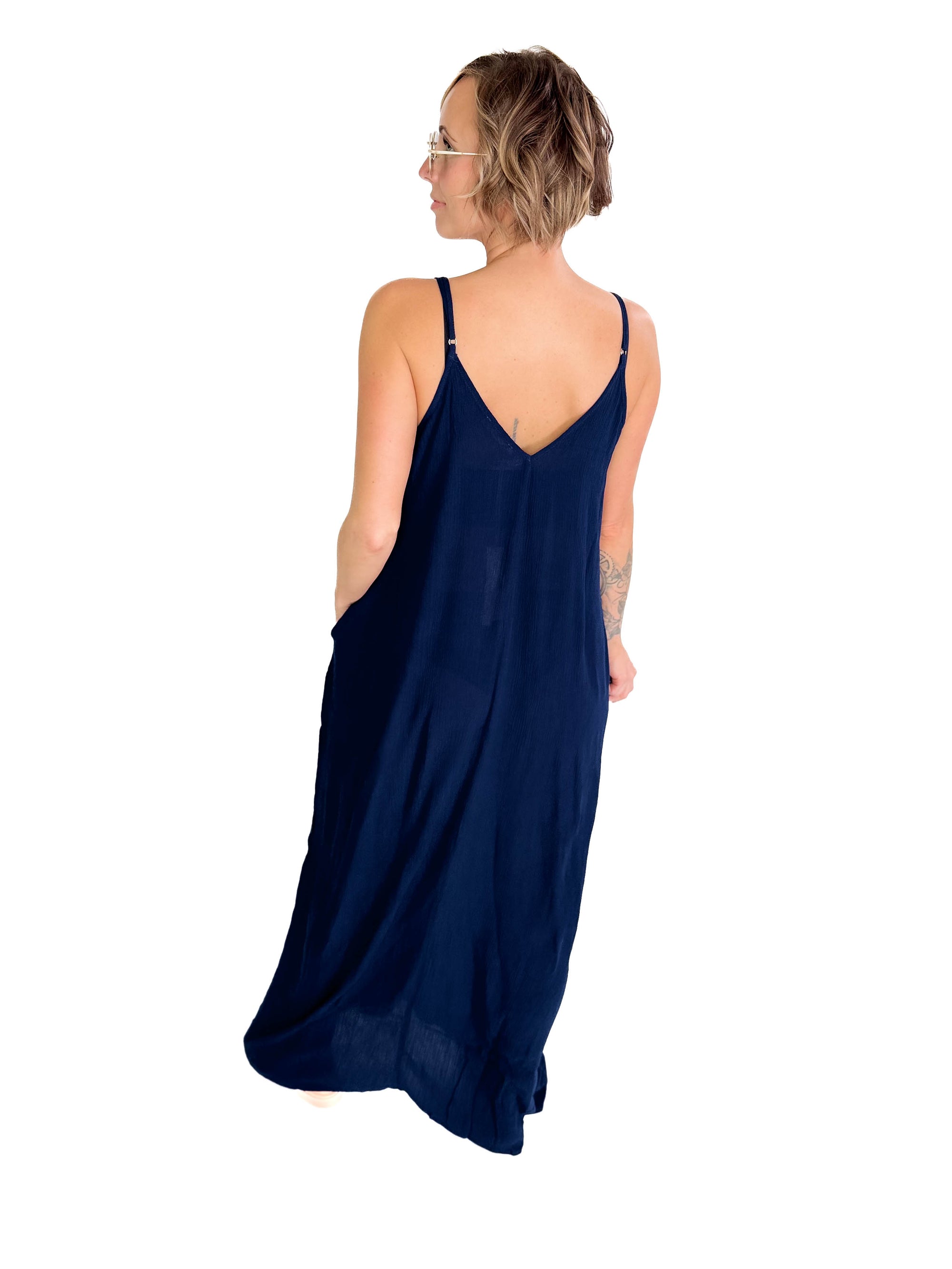 The Original V-Neck Cocoon Maxi Dress- PACIFIC BLUE