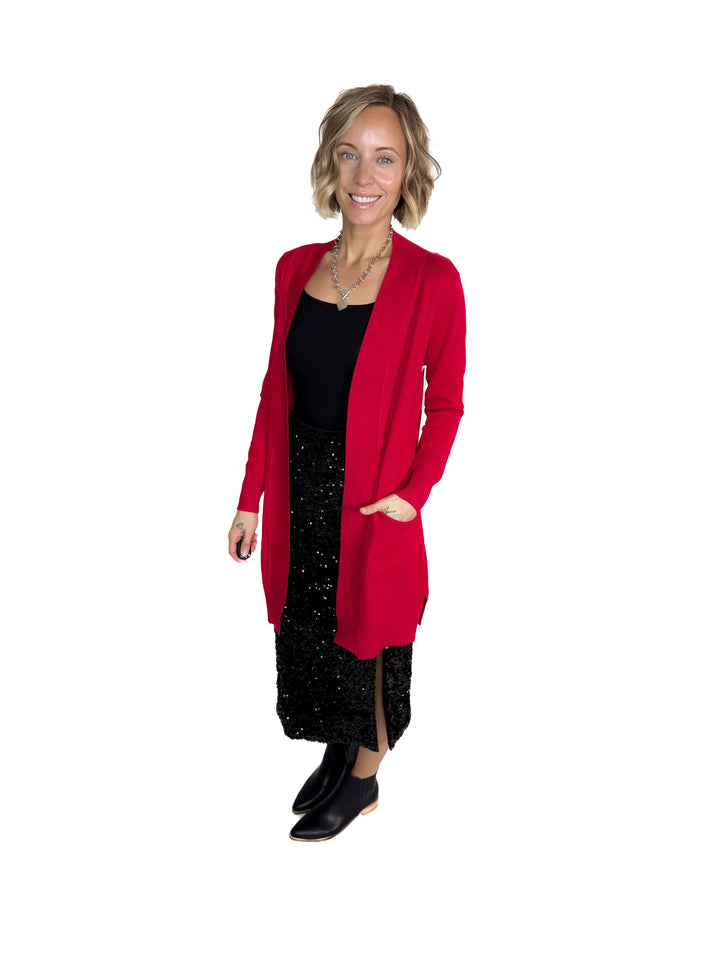 Birchwood Classic Pocket Cardigan- RED