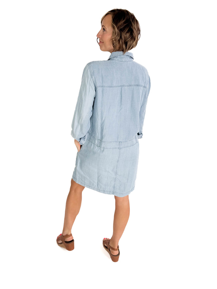 Adina Button Up Tencel Dress- LIGHT WASH-FINAL SALE