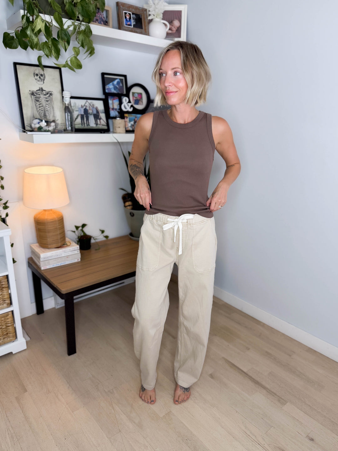 THREAD & SUPPLY Avril Slochy Drawstring Pant- KHAKI