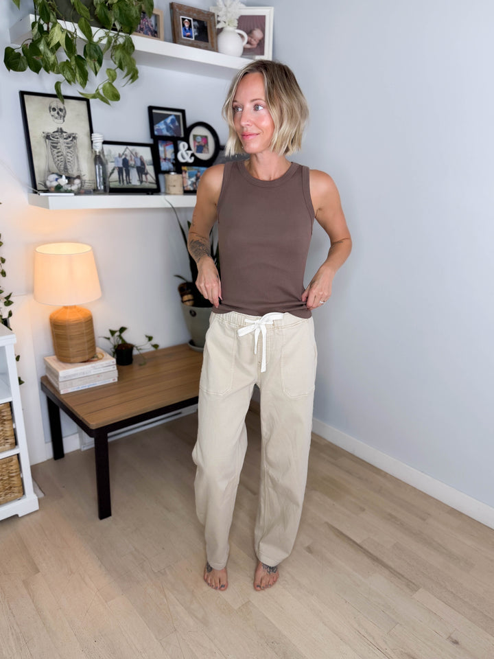 THREAD & SUPPLY Avril Slochy Drawstring Pant- KHAKI