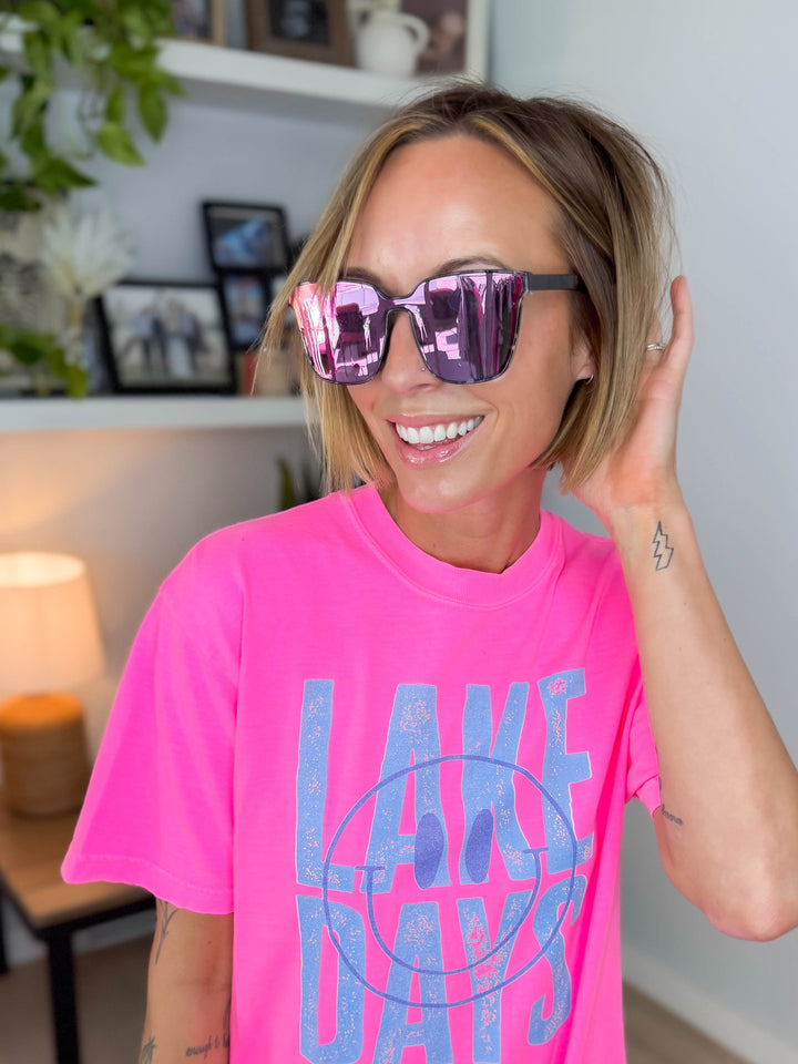 DAX Cam Large Square Sunglasses- HOT PINK