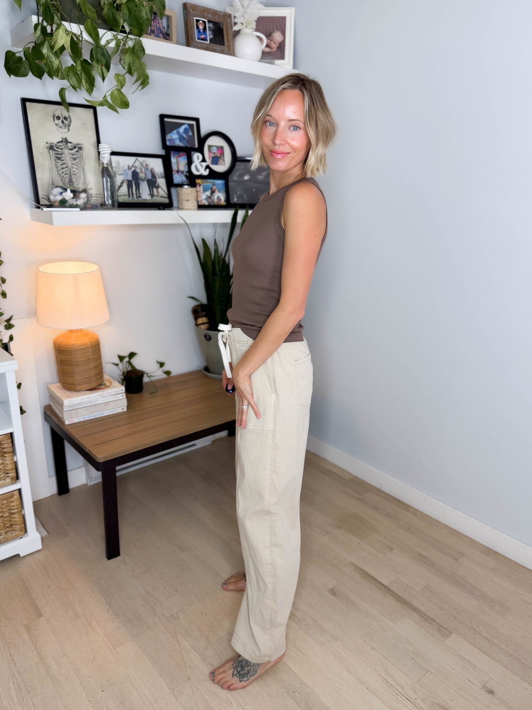 THREAD & SUPPLY Avril Slochy Drawstring Pant- KHAKI