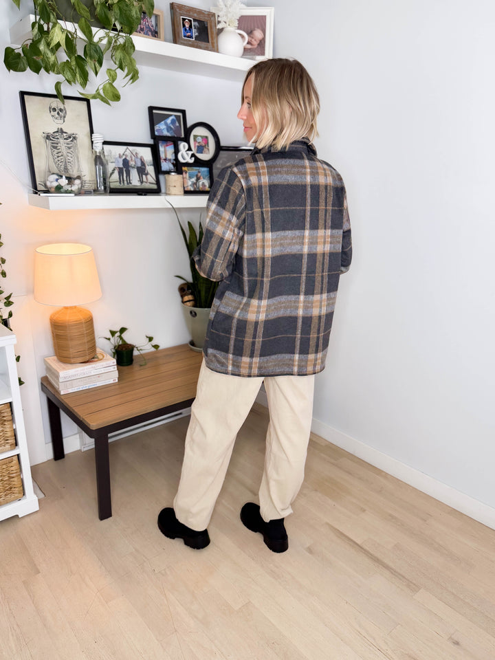 Sam Plaid Jacket- BLACK/TAN/GREY PLAID