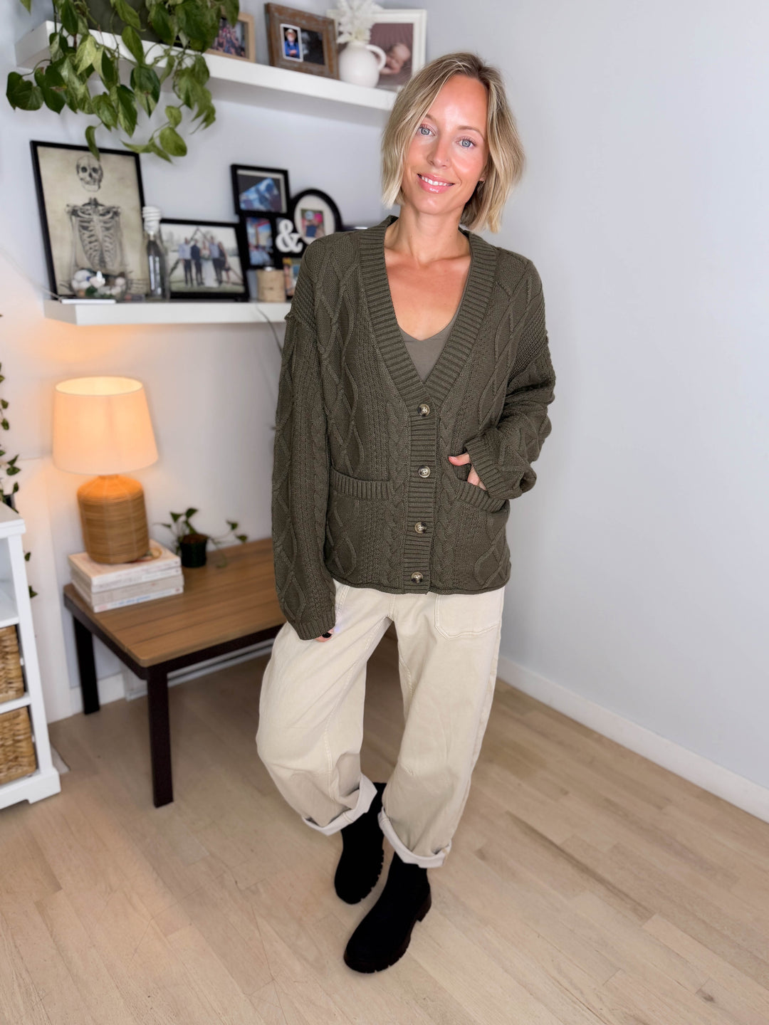 THREAD & SUPPLY Harbor Cardigan- DUSTY OLIVE