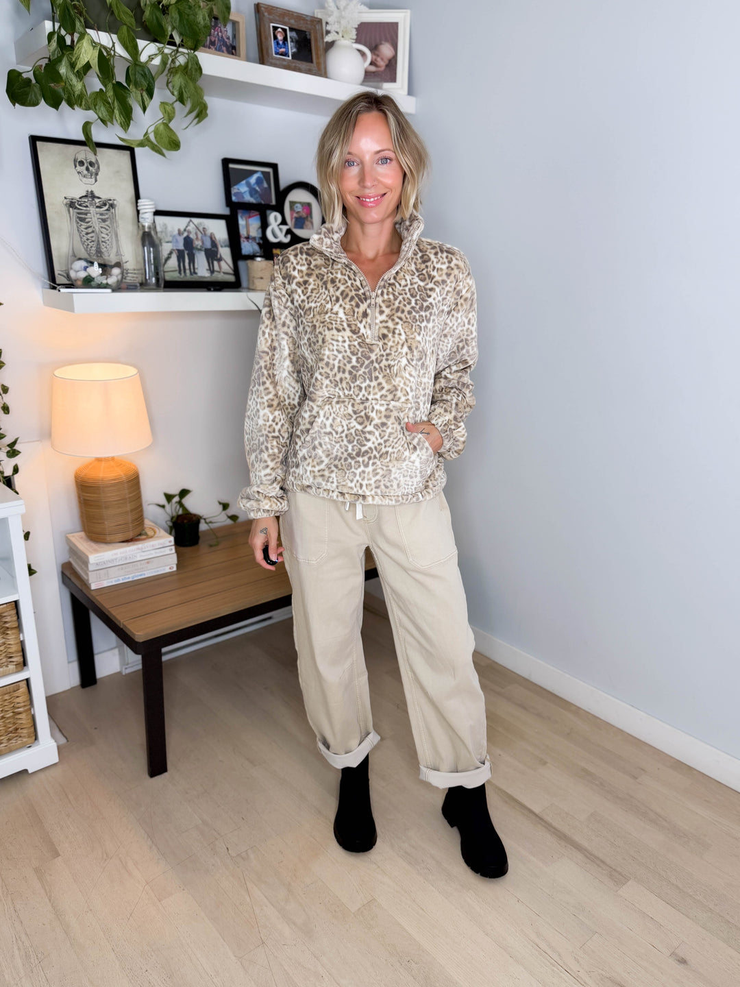 Willara 1/4 Zip Leopard Fleece