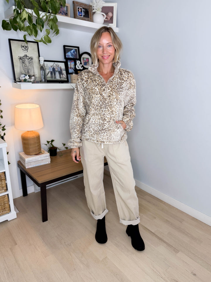 Willara 1/4 Zip Leopard Fleece