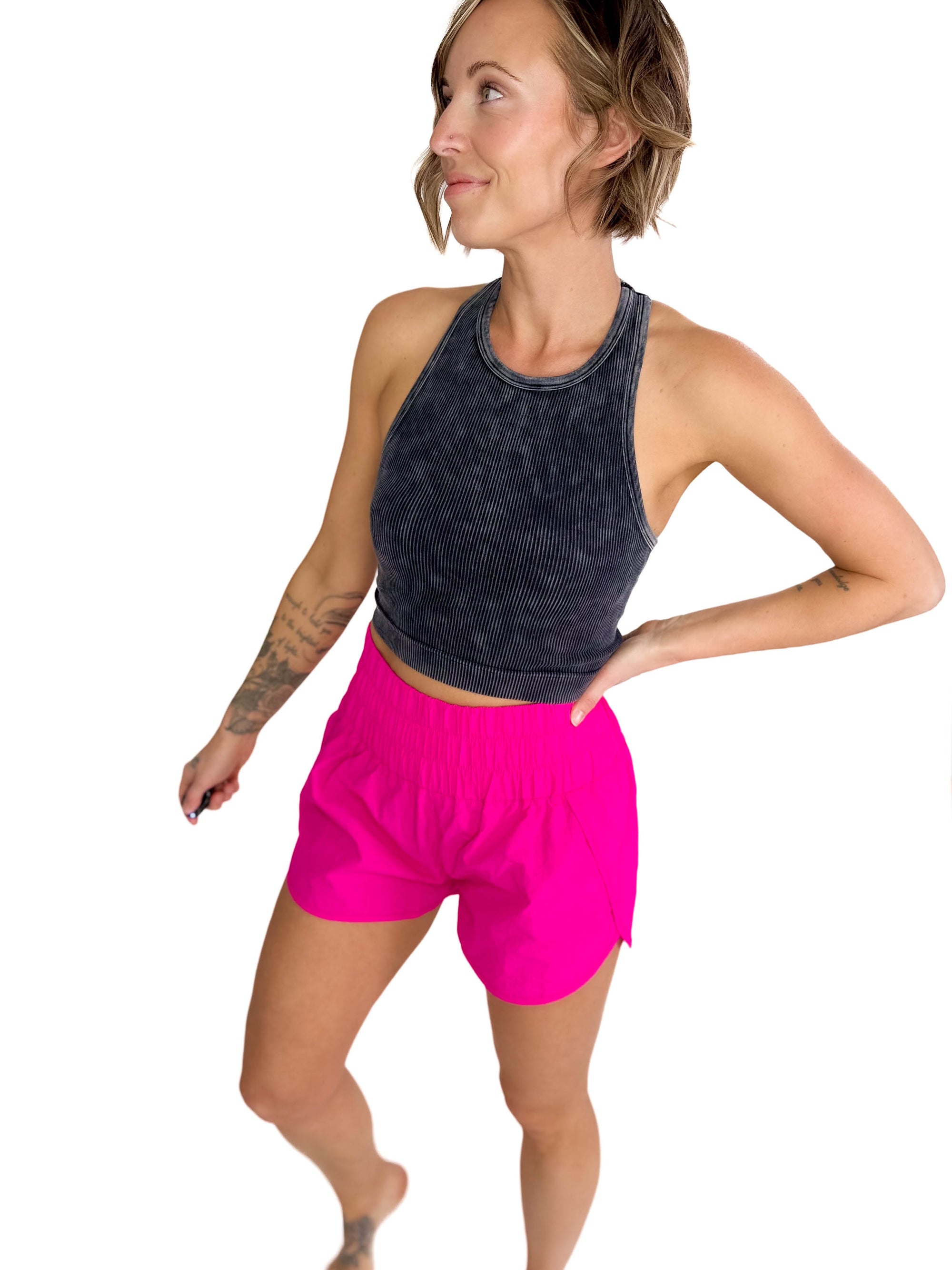 Bossy Seamless Wash Crop Tank- BLACK