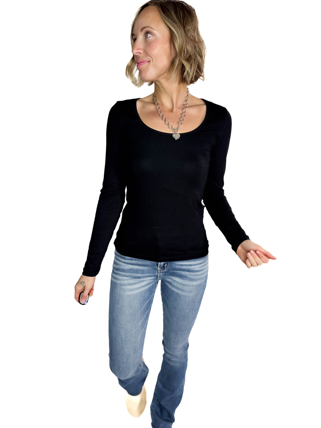 VERO MODA Lulu Long U-NECK TOP- BLACK