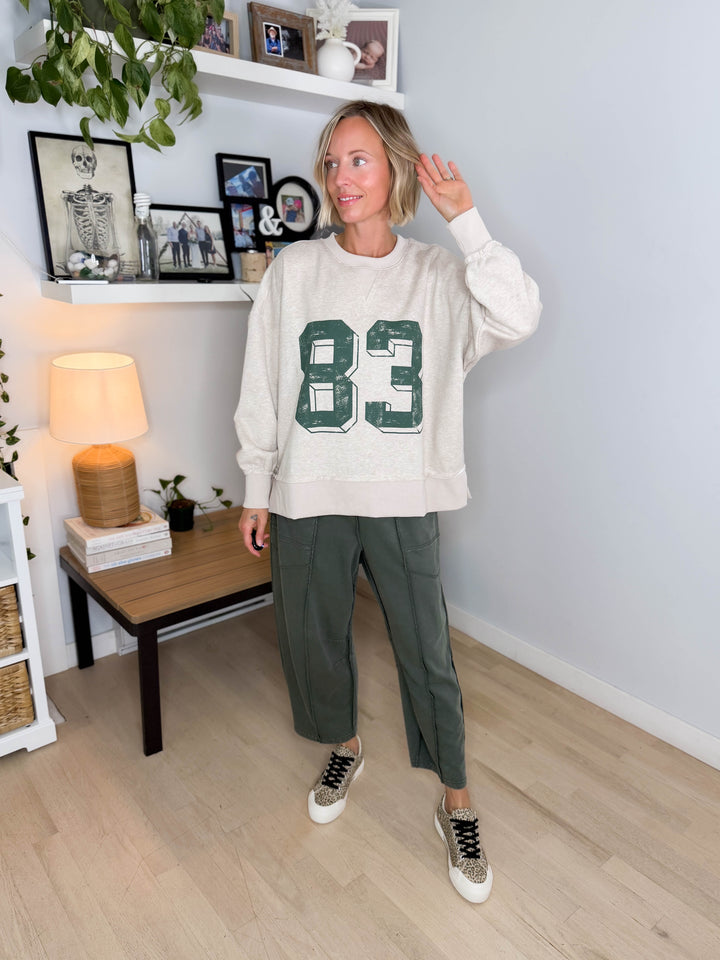 Honey Harvest Varsity Pullover- Oatmeal