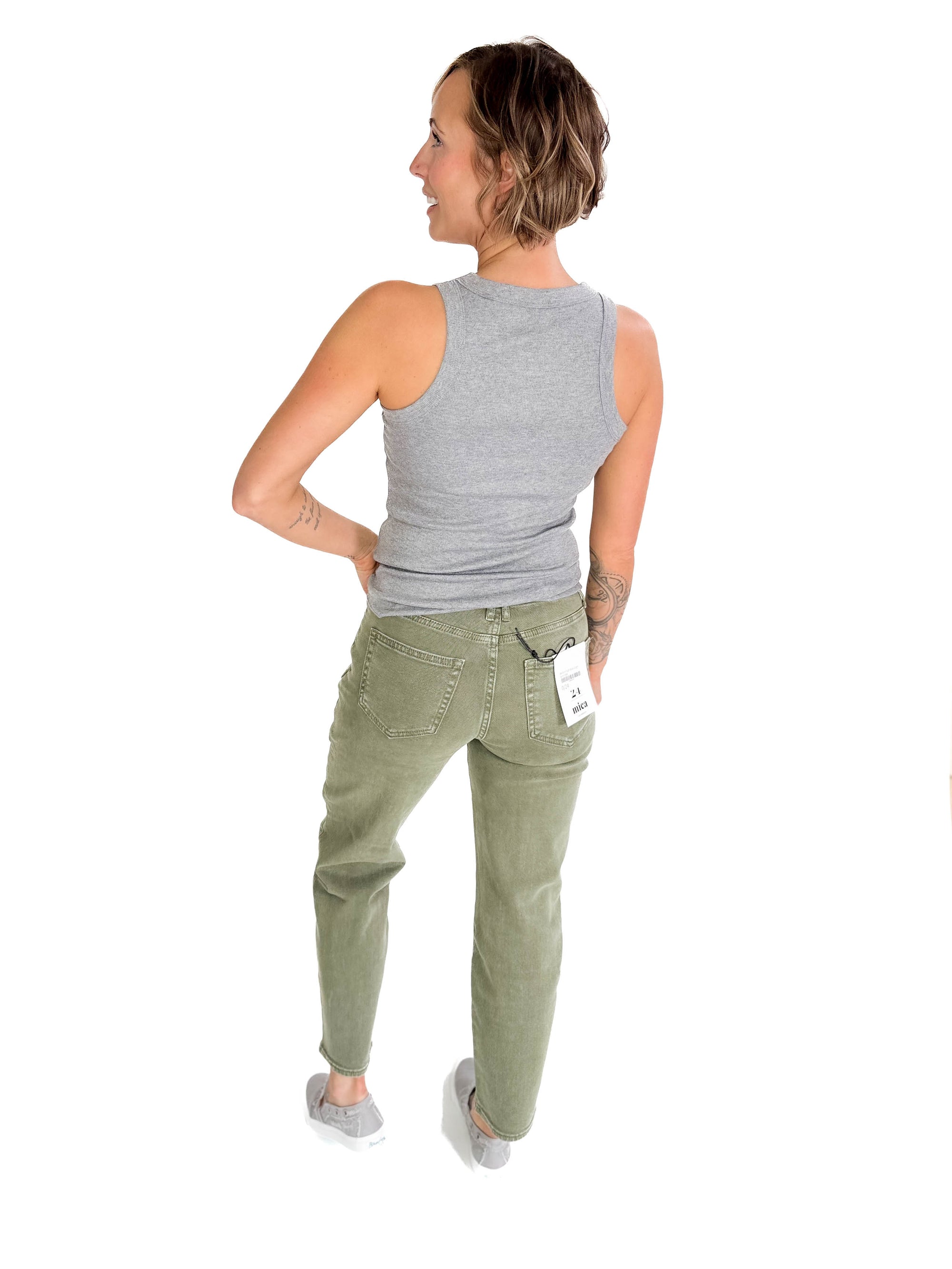 Chrissy Sleeveless Ribbed Tank- HEATHER GREY
