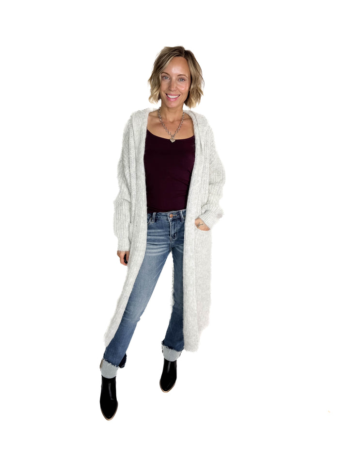 Cabin Cozy Button Up Coatigan- LT GREY