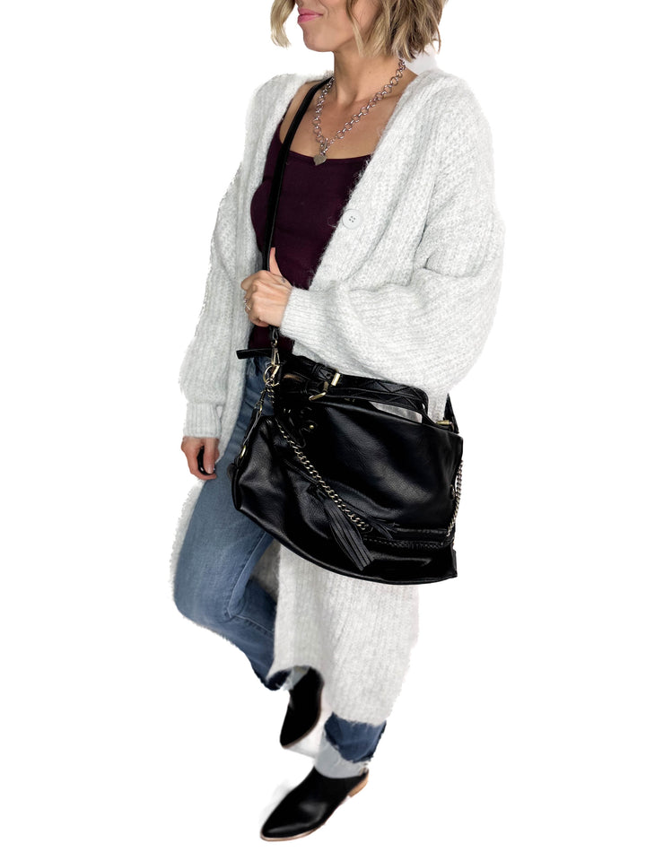 Jamila Rustic Tote Bag- BLACK