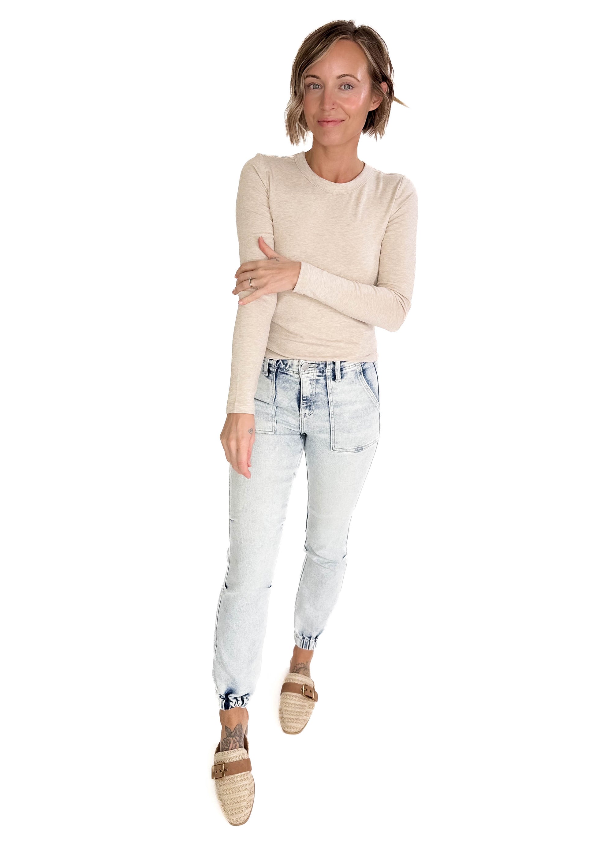 Samantha Round Neck Long Sleeve- OATMEAL