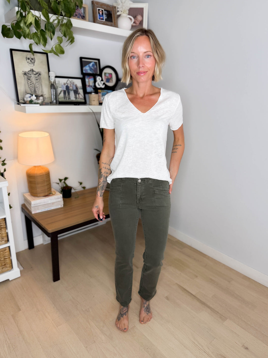 Charlie Slub Scoop Neck Tee- IVORY