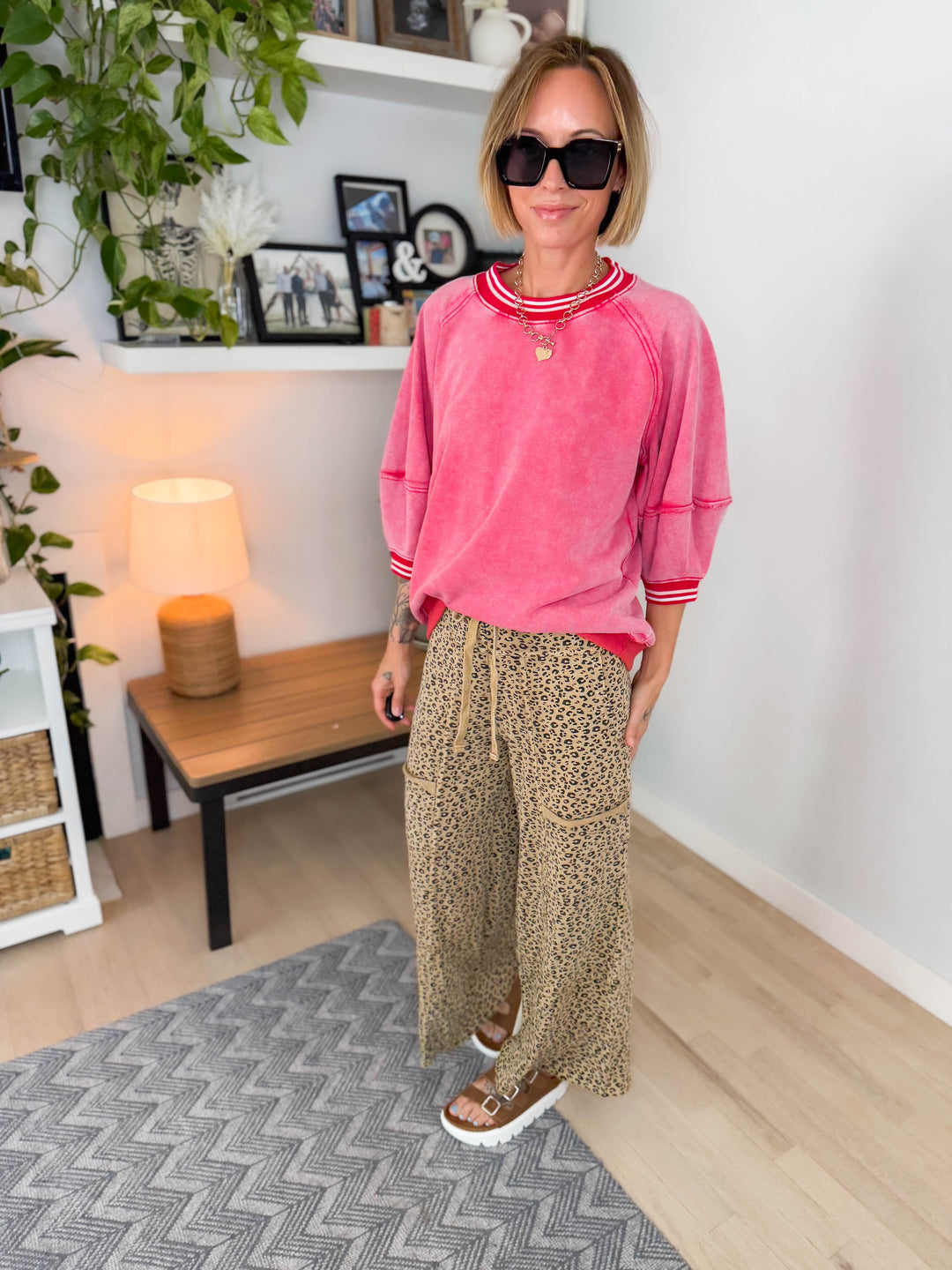 Alaina 1/2 Sleeve Pullover- BOHO RED