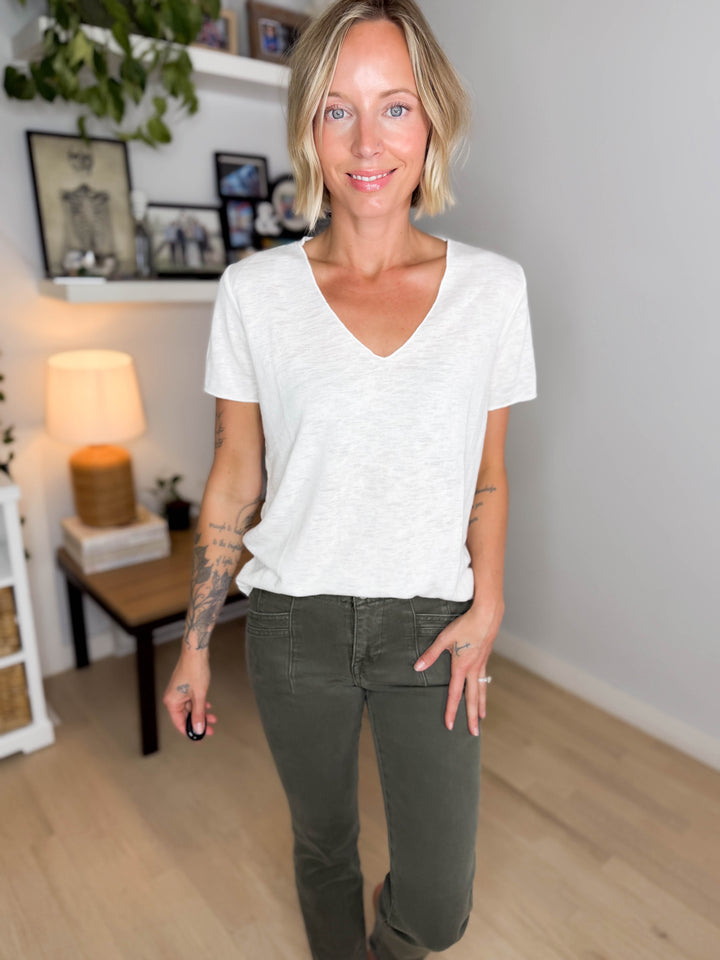 Charlie Slub Scoop Neck Tee- IVORY