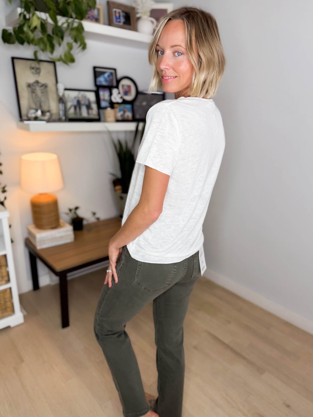 Charlie Slub Scoop Neck Tee- IVORY