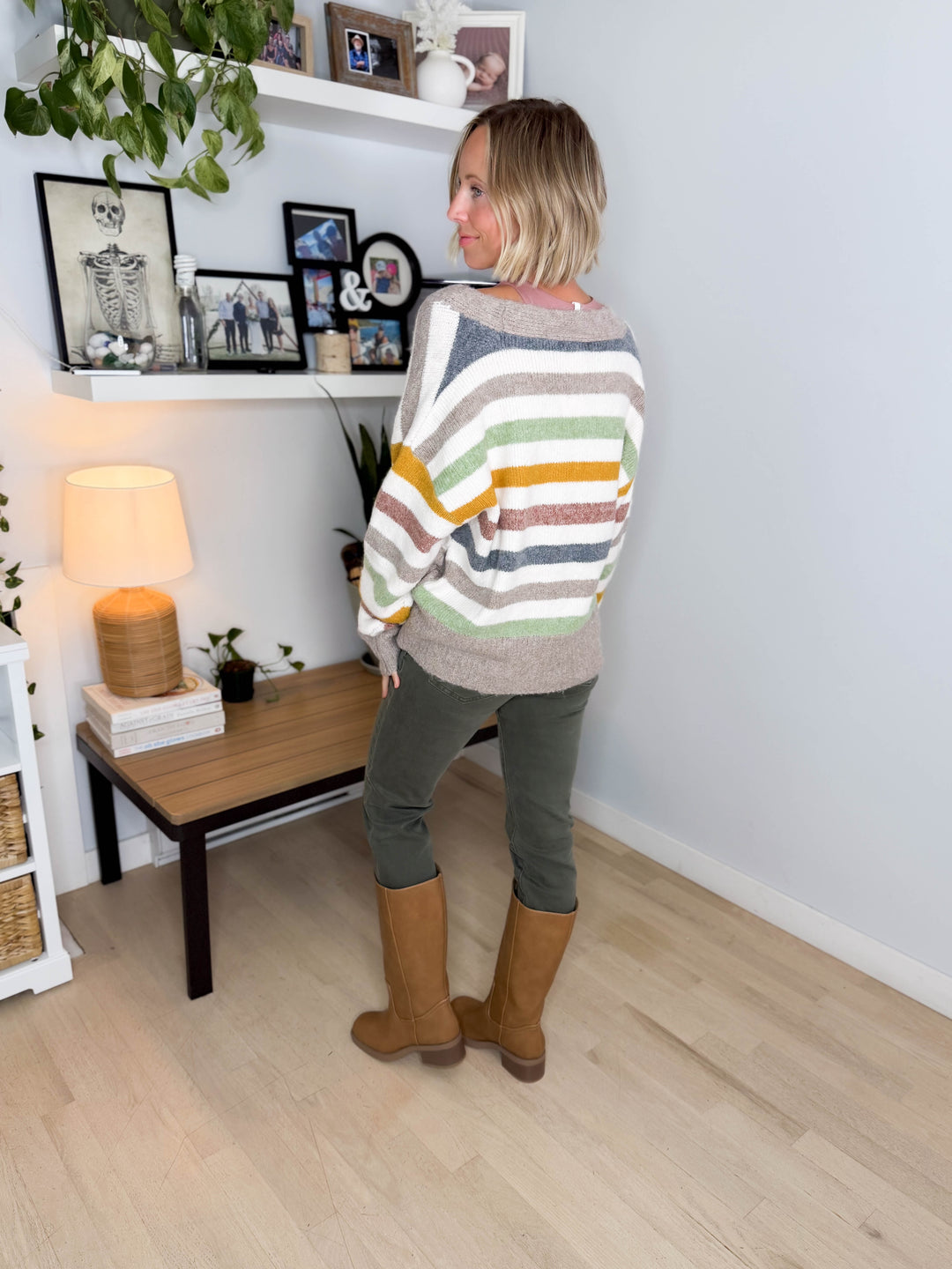Winter Haven Button Down Cardigan- MULTI STRIPE