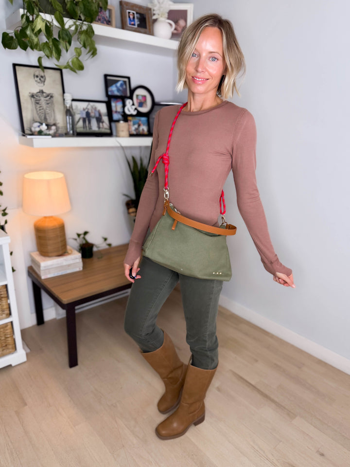 Cosette Canvas Shoulder Bag- OLIVE