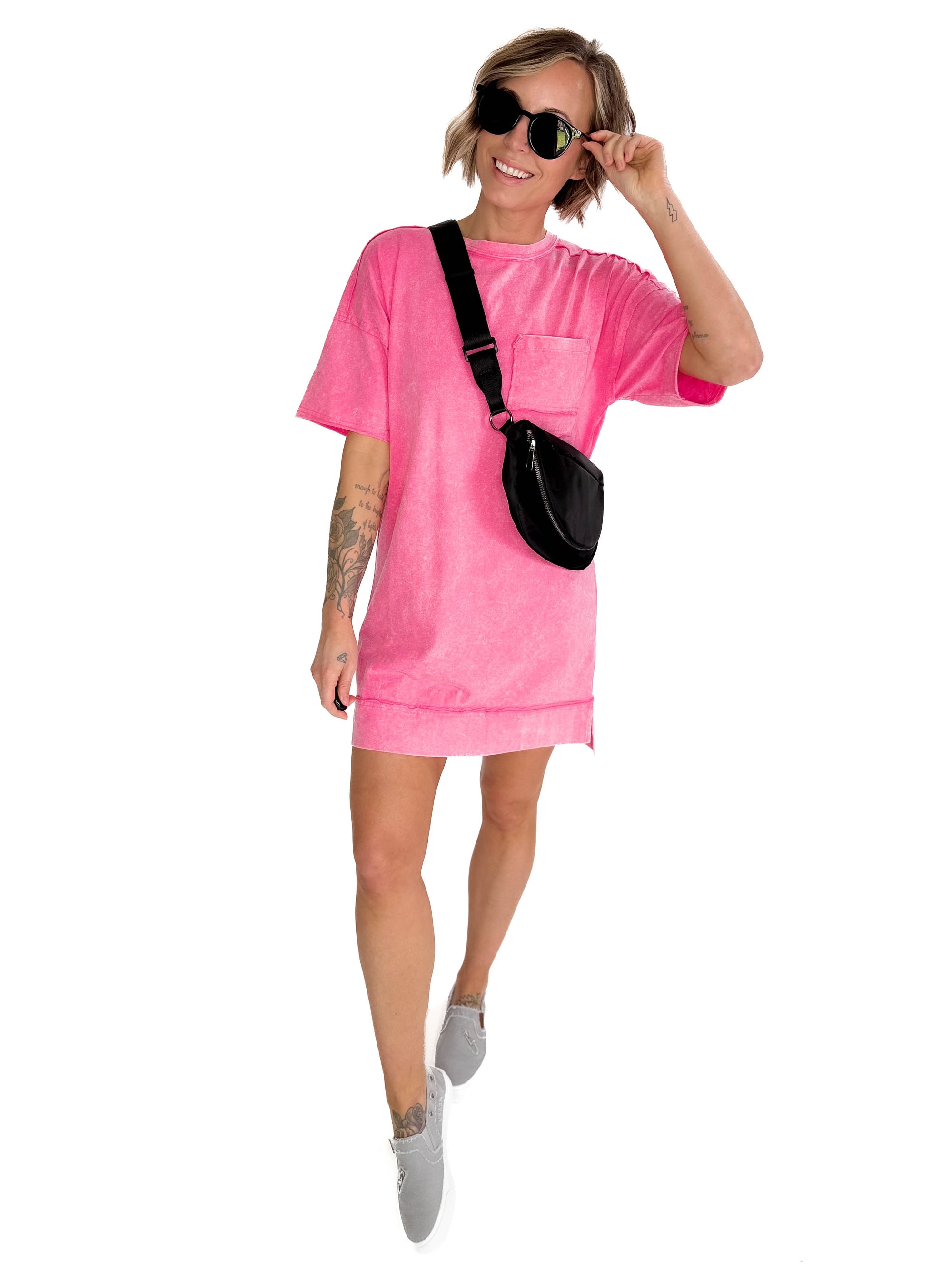 Kalina T-Shirt Dress- PINK