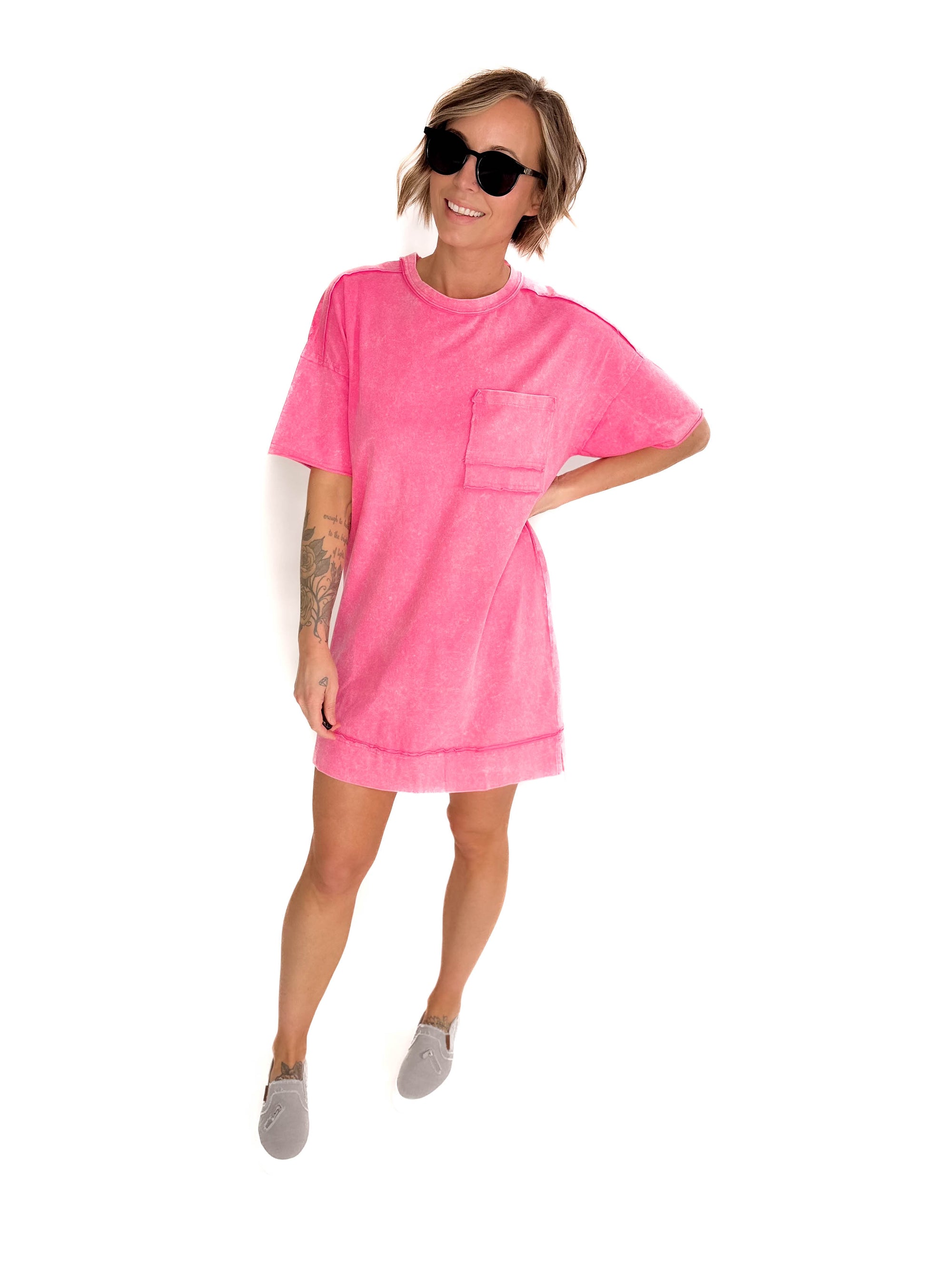 Kalina T-Shirt Dress- PINK