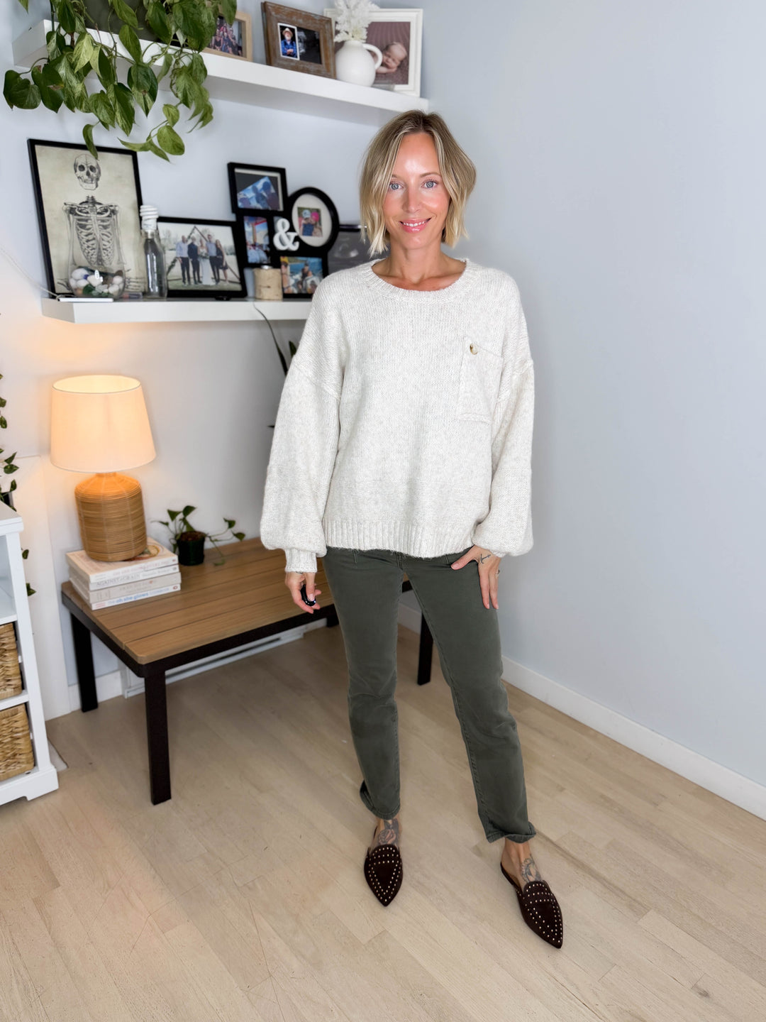 Courtland Pocket Sweater- OATMEAL