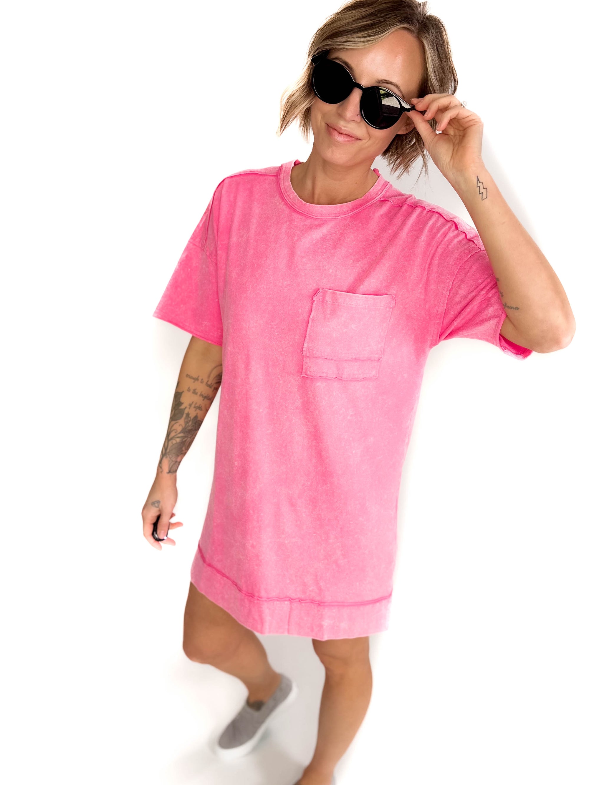 Kalina T-Shirt Dress- PINK