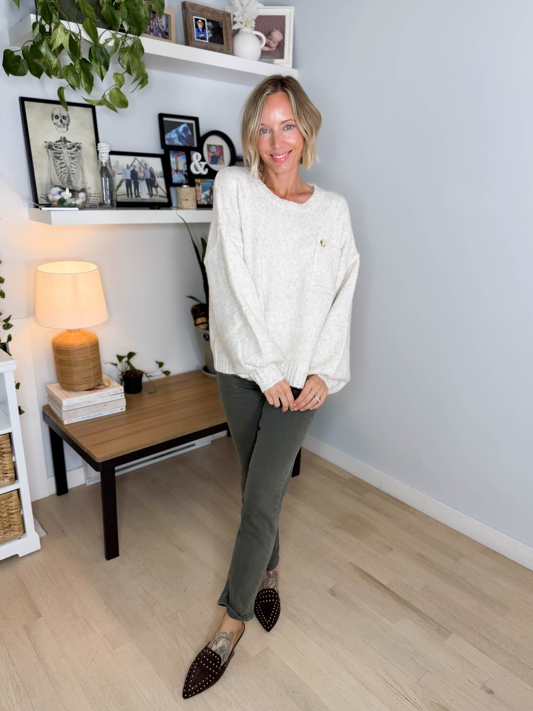 Courtland Pocket Sweater- OATMEAL