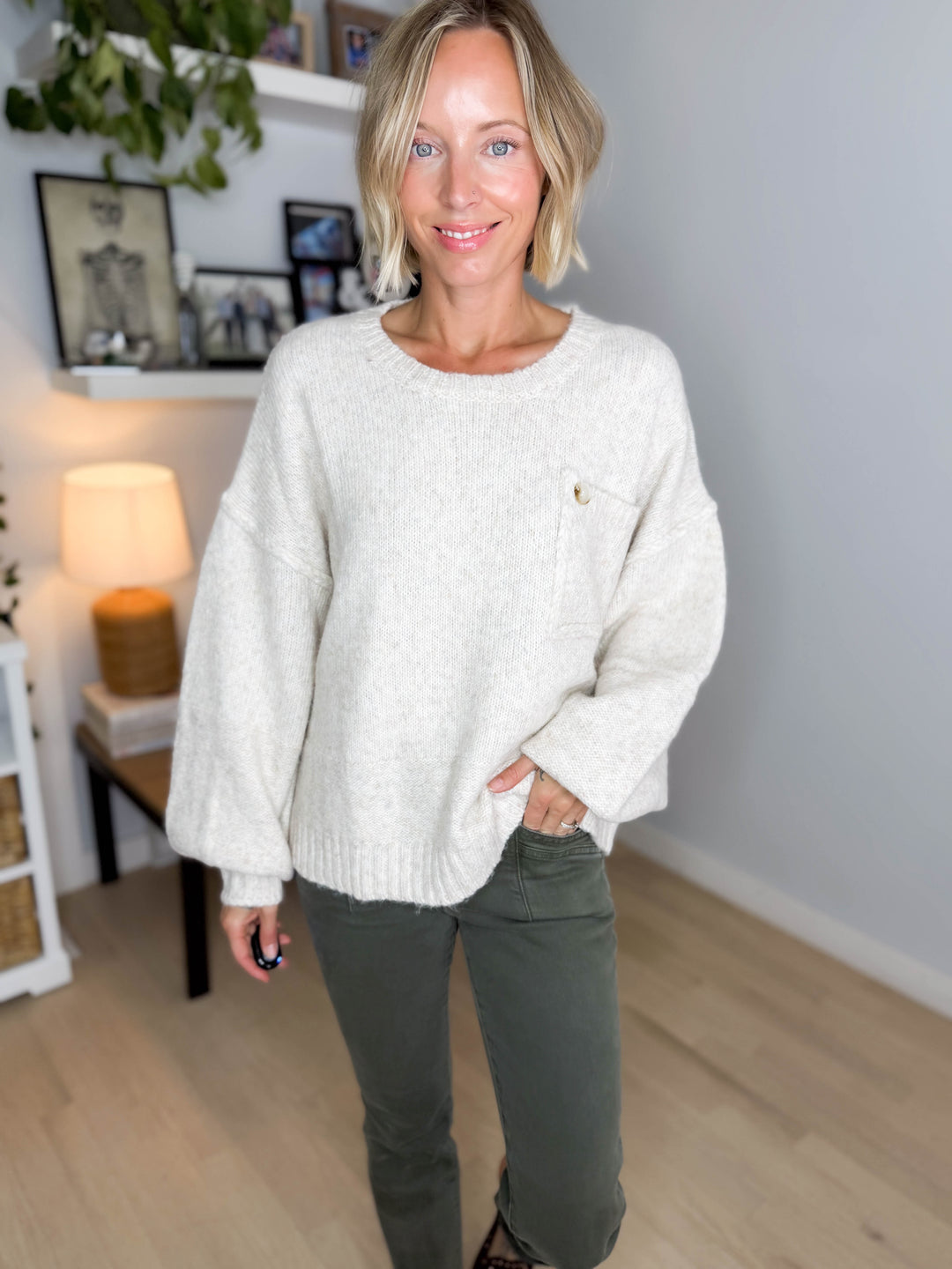 Courtland Pocket Sweater- OATMEAL