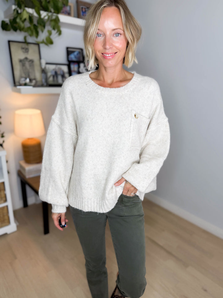 Courtland Pocket Sweater- OATMEAL
