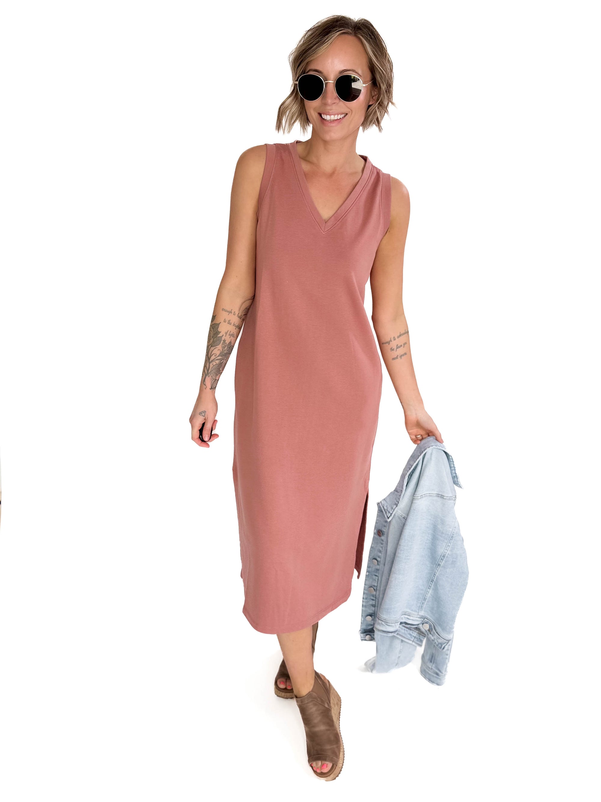 Briar V-Neck Midi Tank Dress- SIENNA