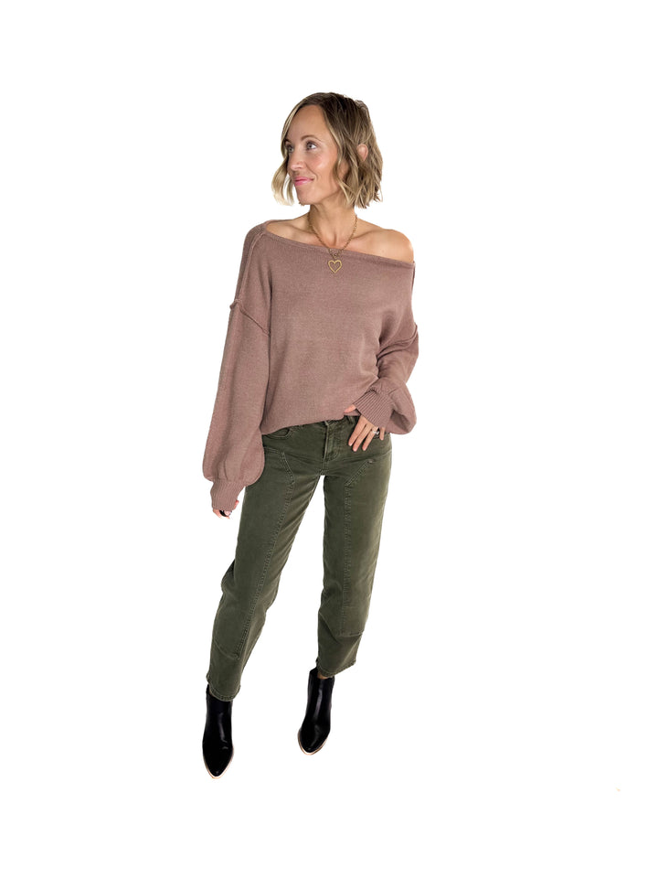 Seattle Boat Neck Sweater- MELANGE BROWN - final sale