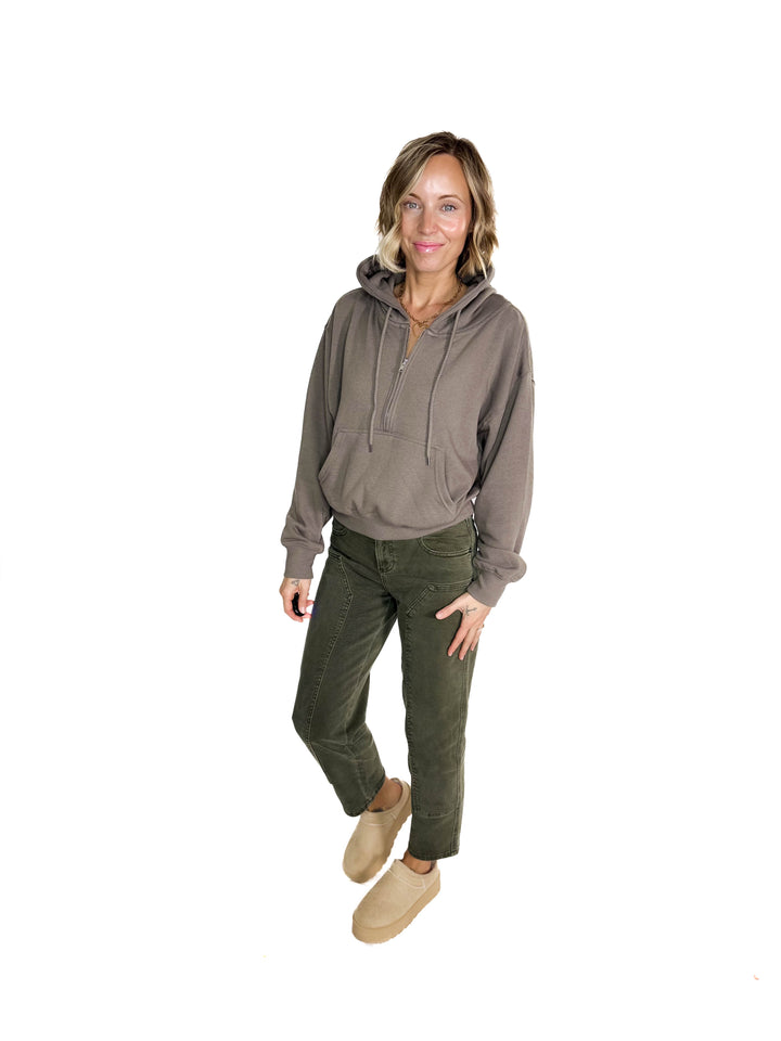 Jaxx 1/2 Zip Hoodie- FOSSIL