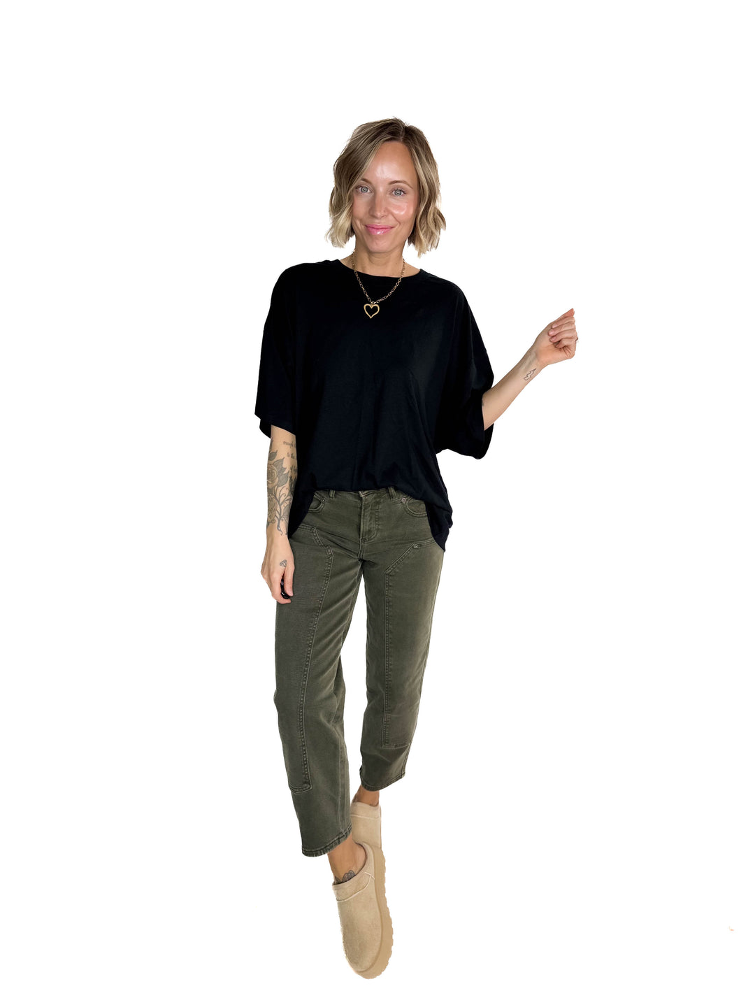 Snow Cap Oversized Cotton Tee- BLACK