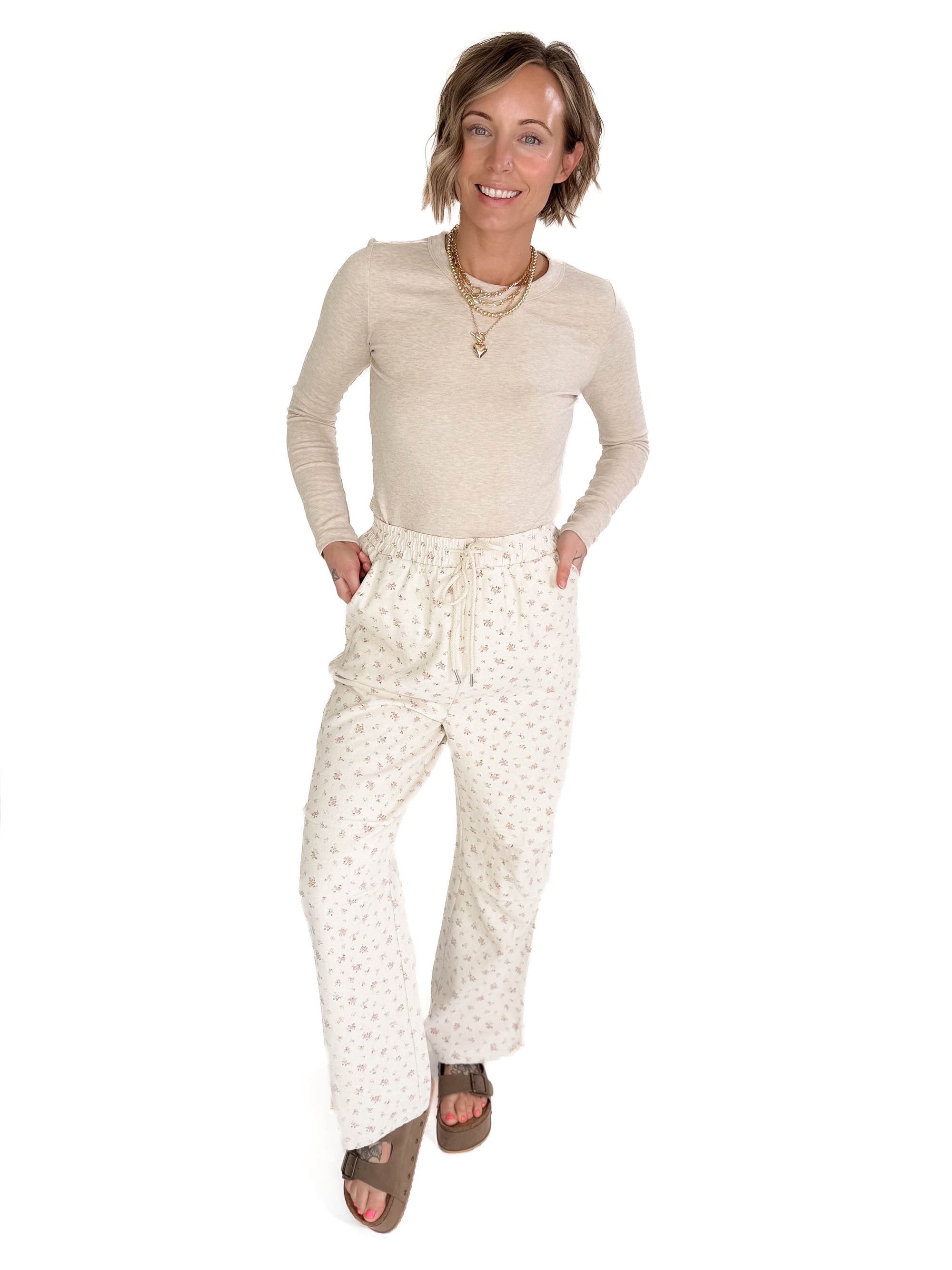 Cassia Floral Jogger/Pant- OATMEAL