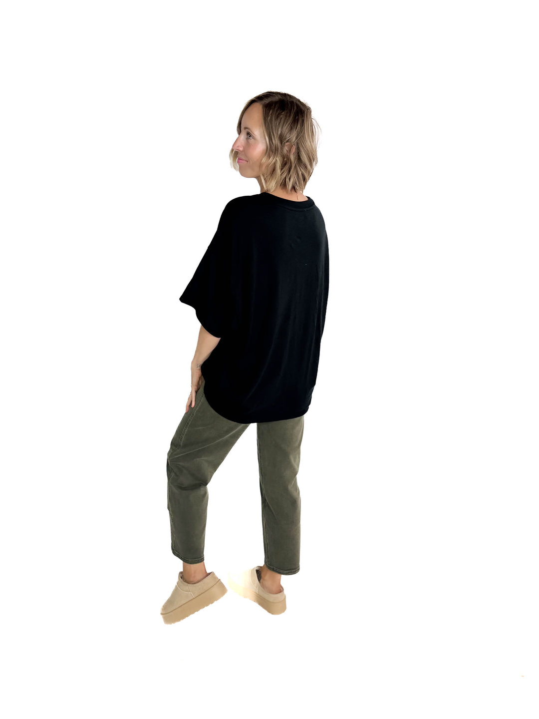 Snow Cap Oversized Cotton Tee- BLACK