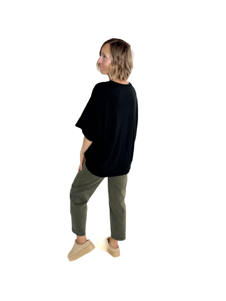 Snow Cap Oversized Cotton Tee- BLACK