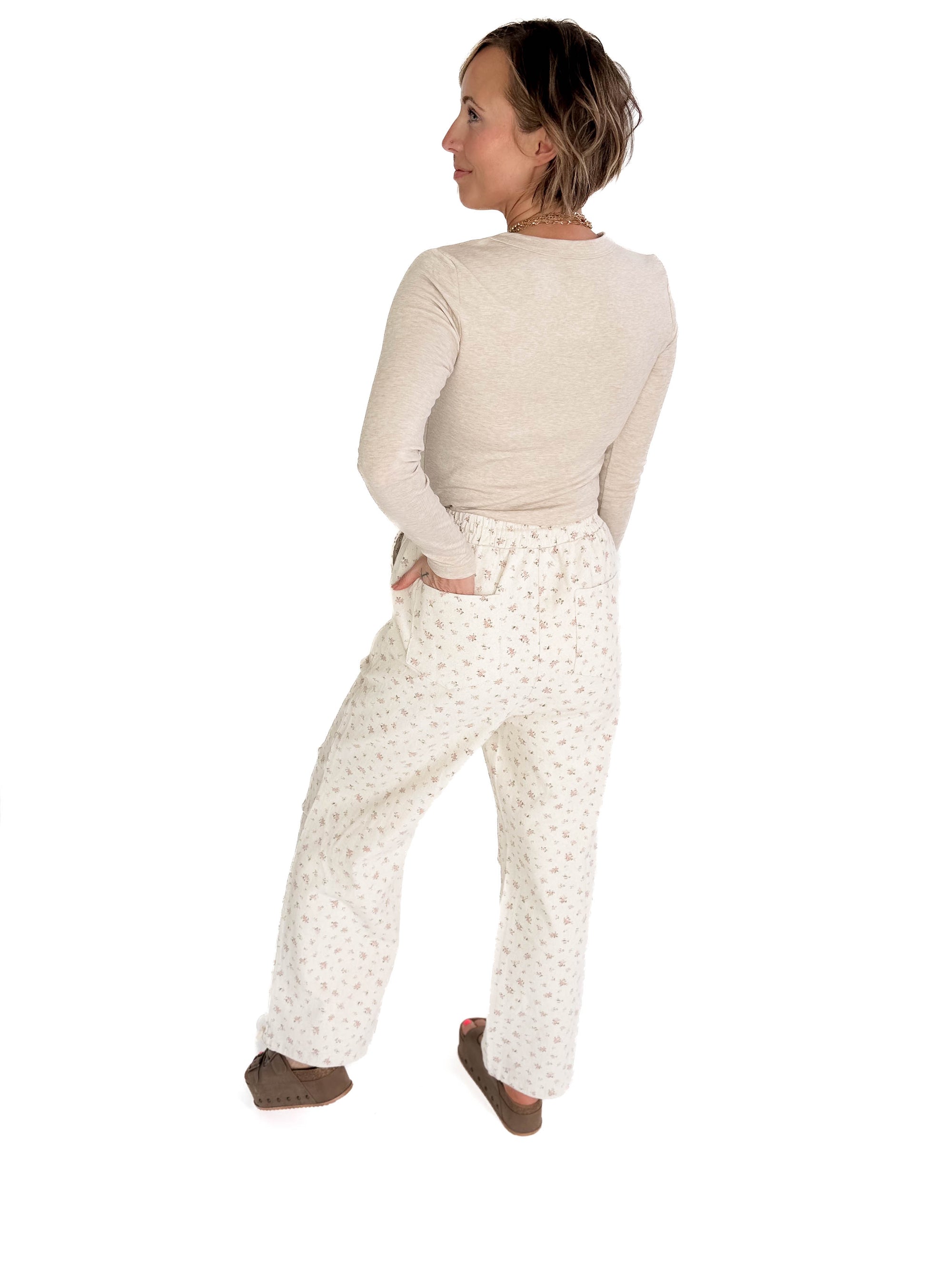 Cassia Floral Jogger/Pant- OATMEAL