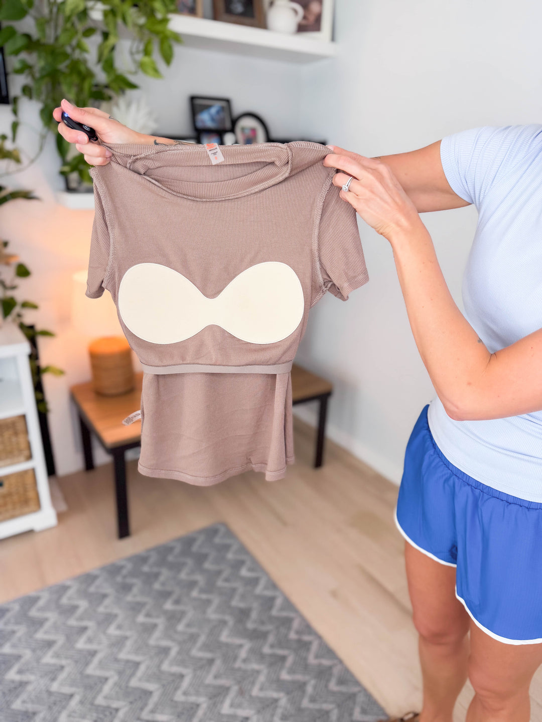 Mono B Melanie Ribbed Built In Bra Tee- BASIC WHITE