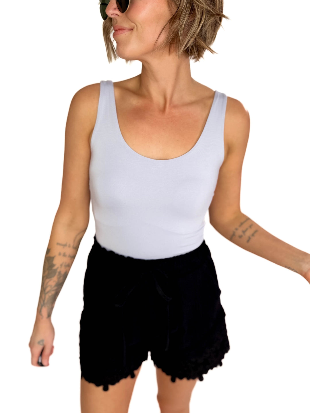 Lucy Scoop Neck Jersey Tank- DUSTY BLUE-FINAL SALE