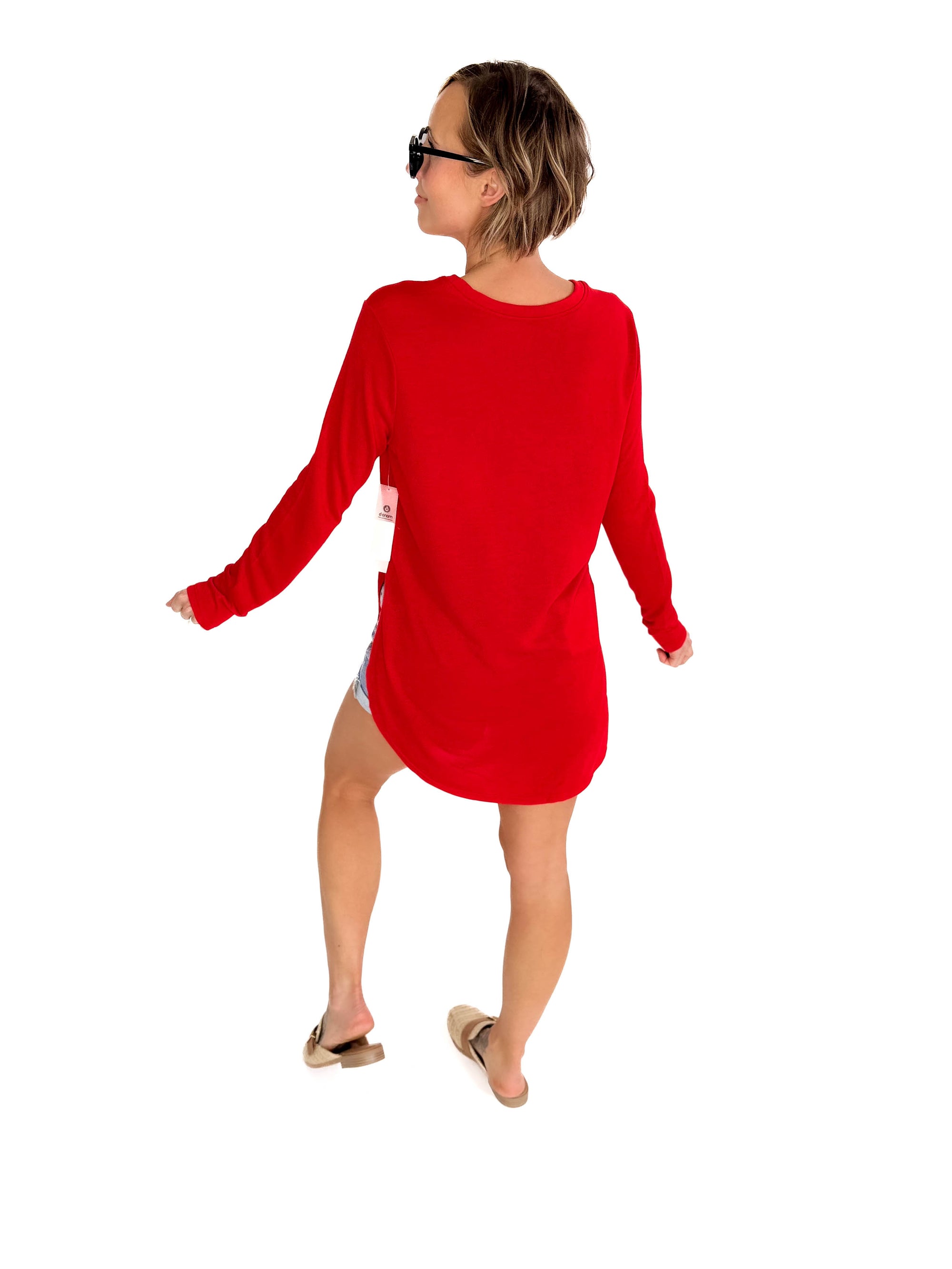 MONO B Madison Long Sleeve Flow Top - GLAZED CHERRY