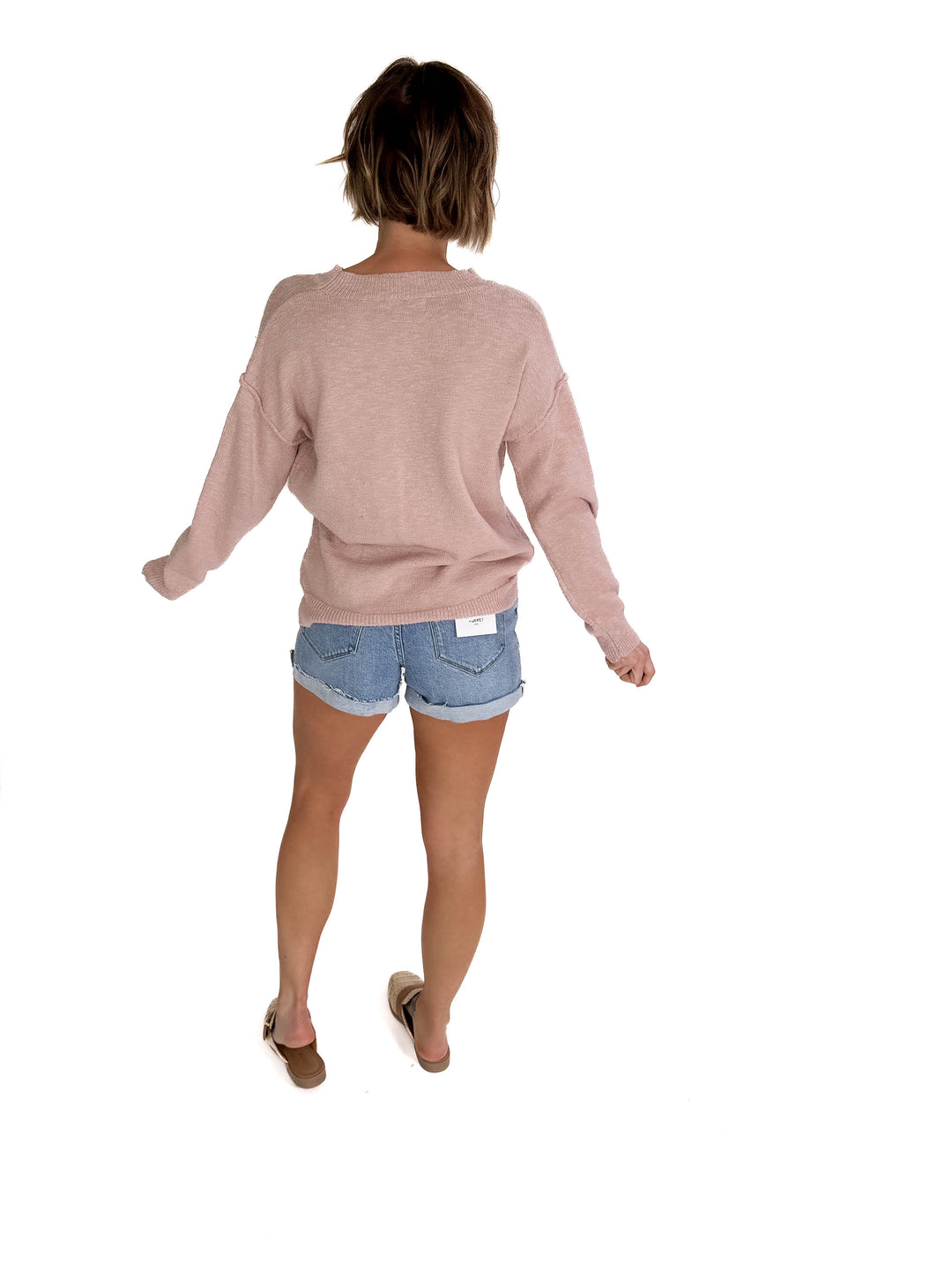 Kiera Drop Shoulder Cotton Sweater- DUSTY ROSE-FINAL SALE