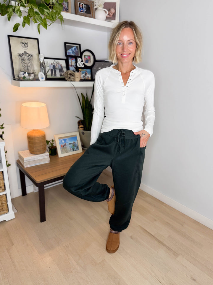 Thistle French Fleece Jogger Sweatpants- REGENCY GREEN