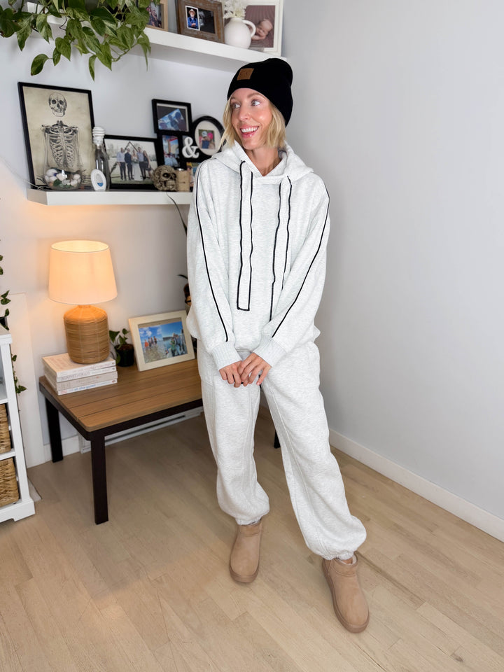 Thistle French Terry Fleece Hoodie- HEATHER GREY/BLACK