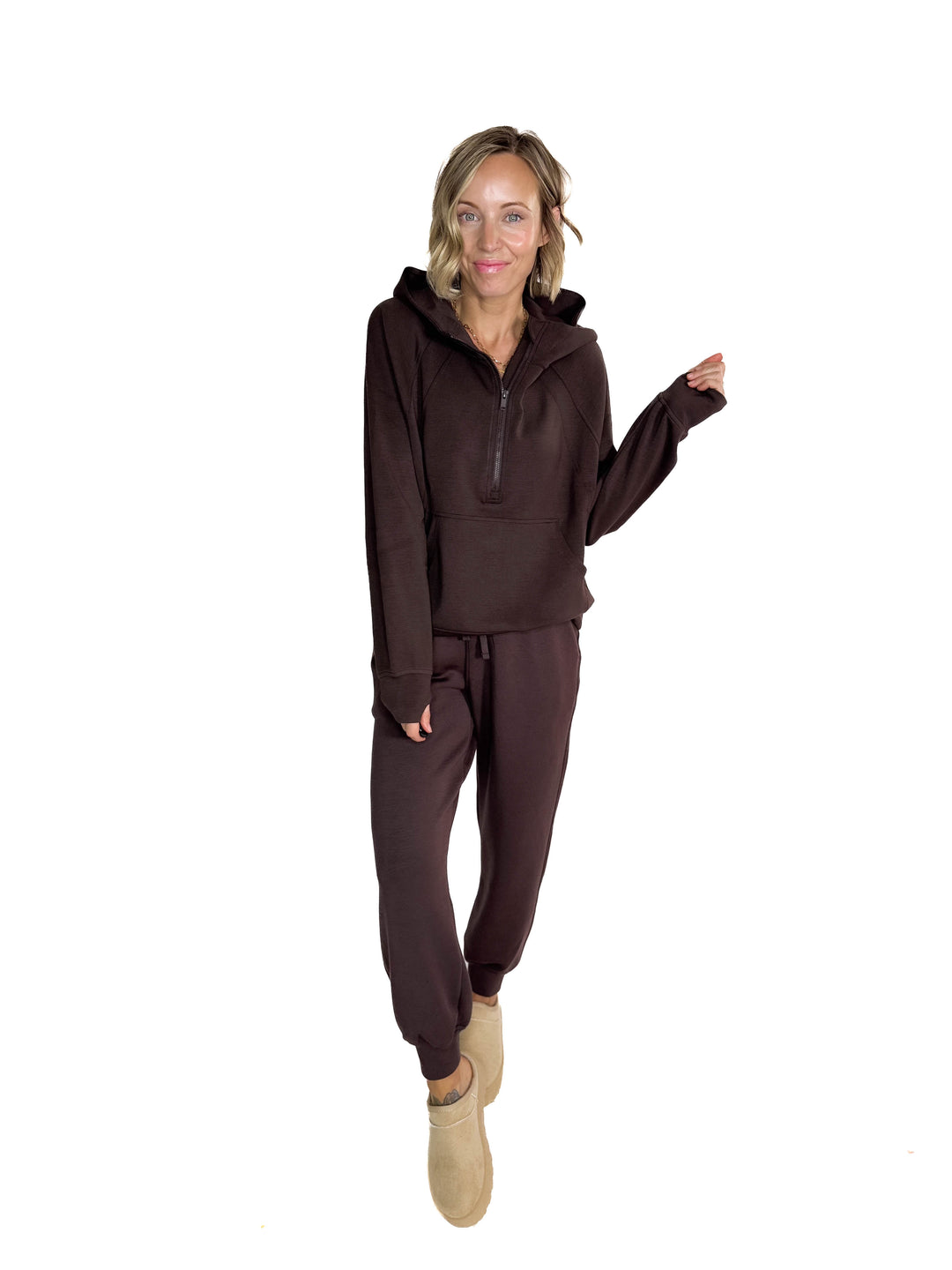 Everett Modal 1/2 Zip Hoodie- ESPRESSO