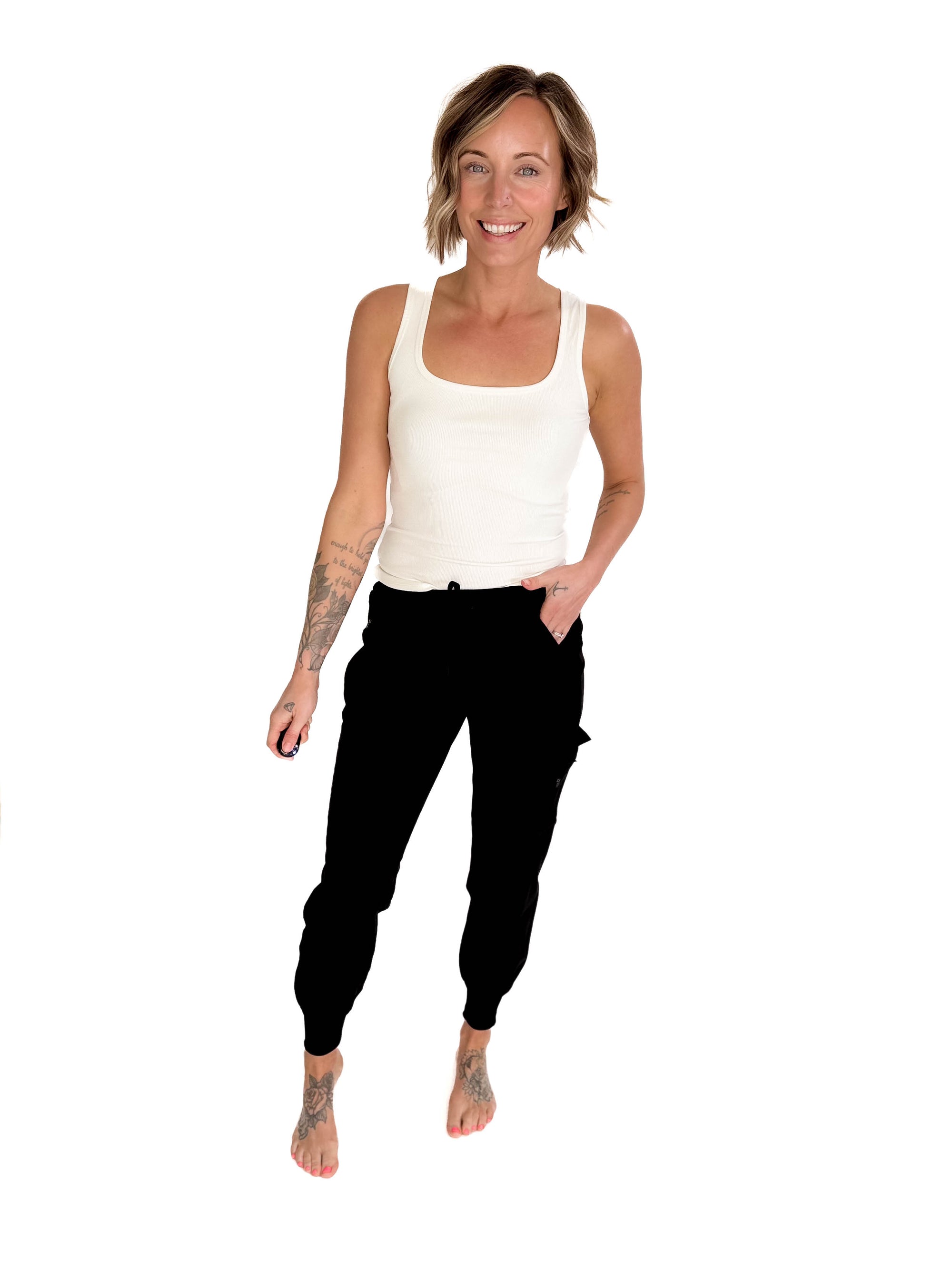 MONO B Heidi High Waisted Active Jogger- BLACK