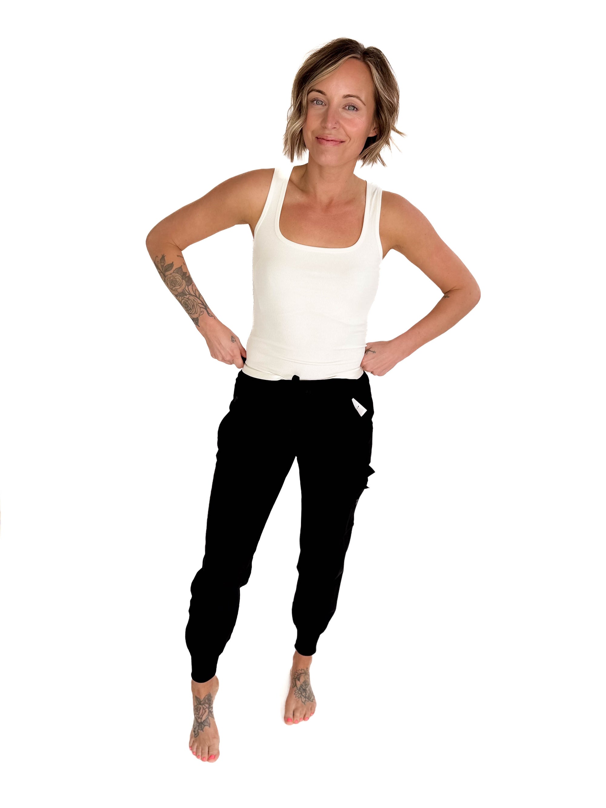 MONO B Heidi High Waisted Active Jogger- BLACK