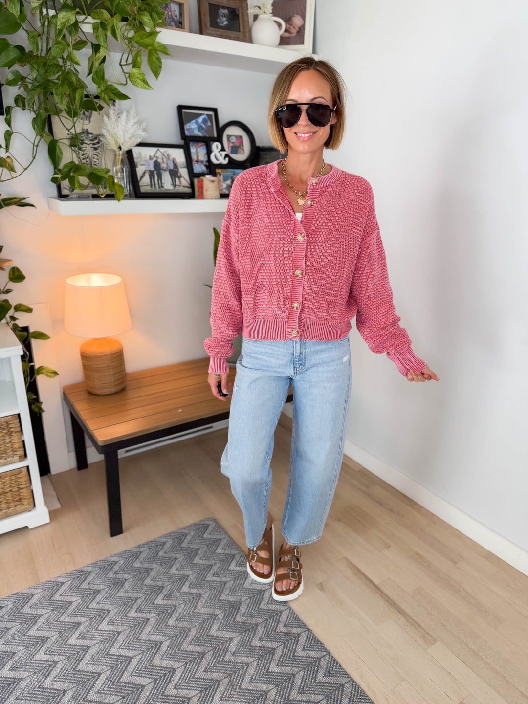 Season Mineral Washed Cardigan- PALE MAUVE